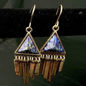 Blue And Gold Statement Earrings